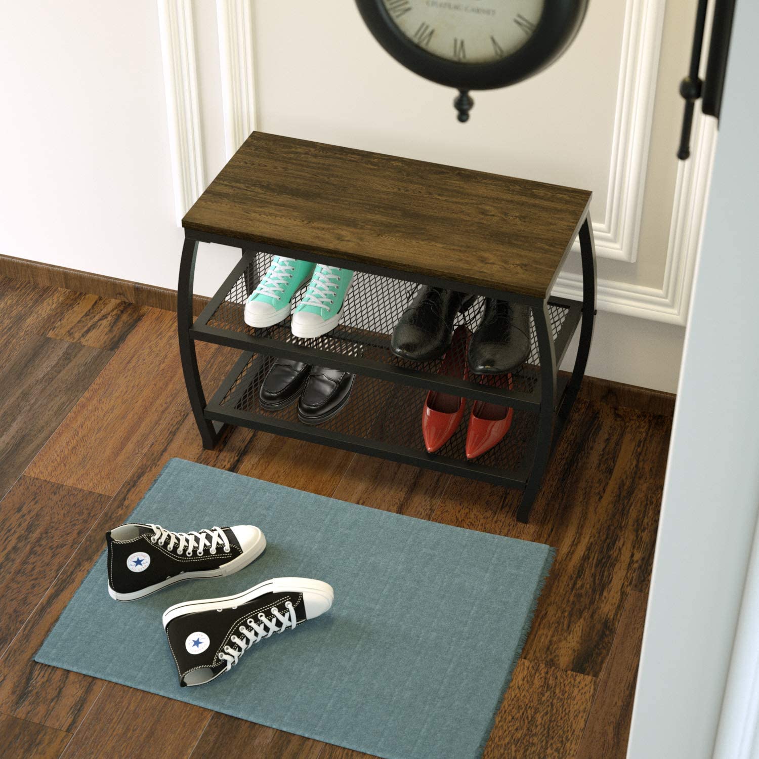 Vintage 3-Tier Heavy Duty Shoe Organizer Storage Shelf 
