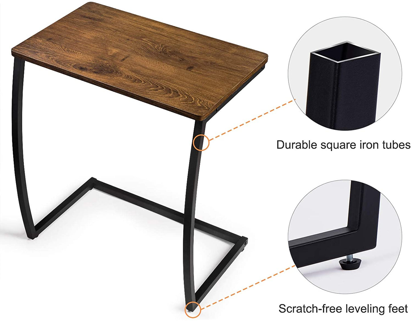 Vintage C Table for Laptop Coffee Snack-Light Walnut