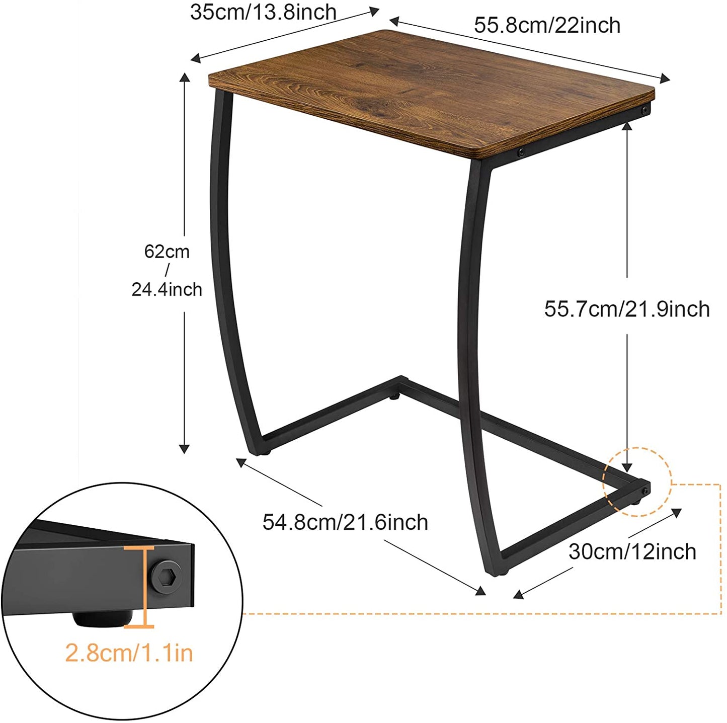Vintage C Table for Laptop Coffee Snack-Light Walnut