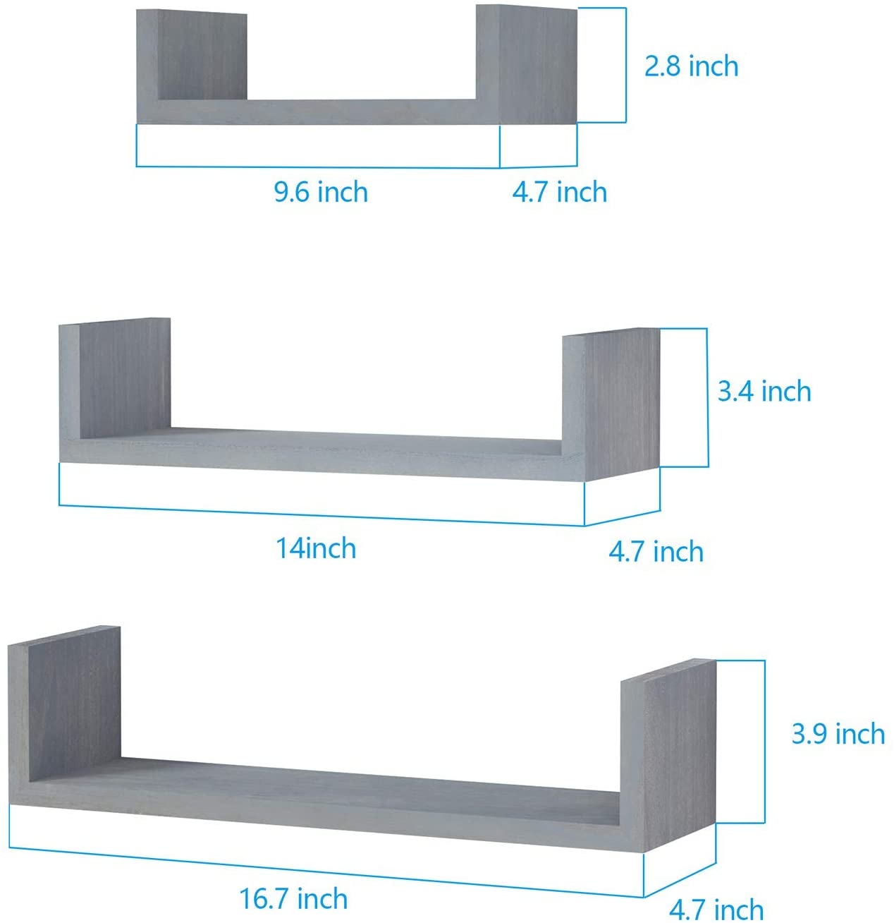 Set of 3 Floating Shelves Wall Mounted