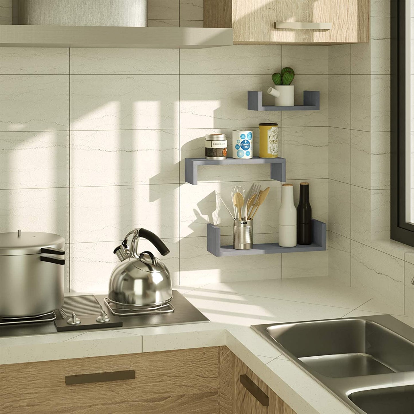 Set of 3 Floating Shelves Wall Mounted