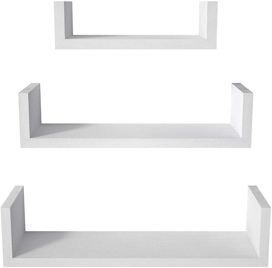 SRIWATANA Set of 3 Floating Shelves Wall Mounted (White )