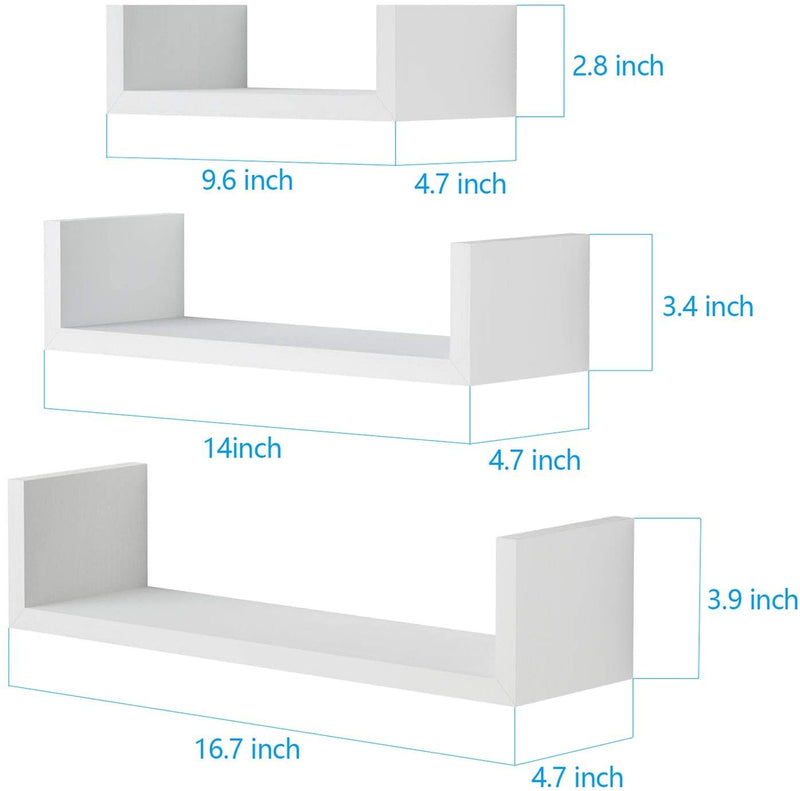 SRIWATANA Set of 3 Floating Shelves Wall Mounted (White )