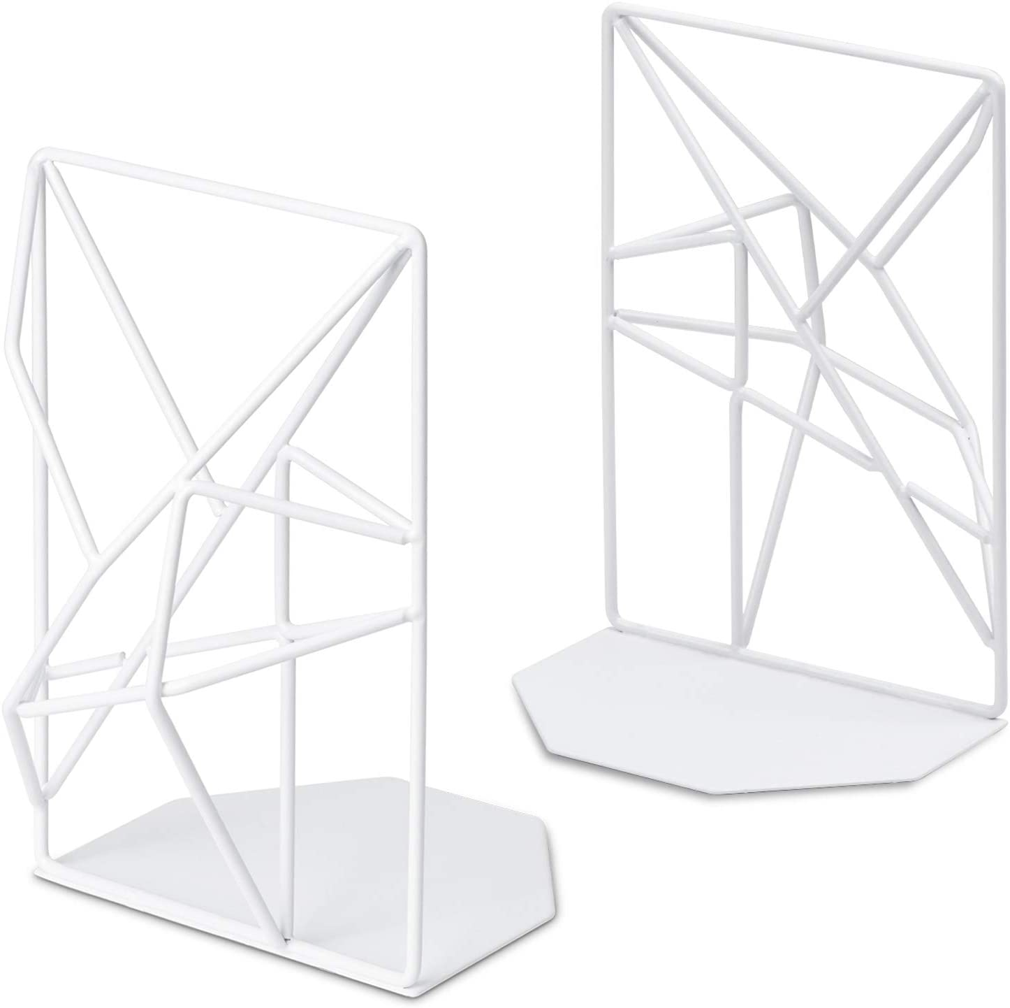 White Decorative Metal Book Ends Supports for Shelves(2 Pieces)